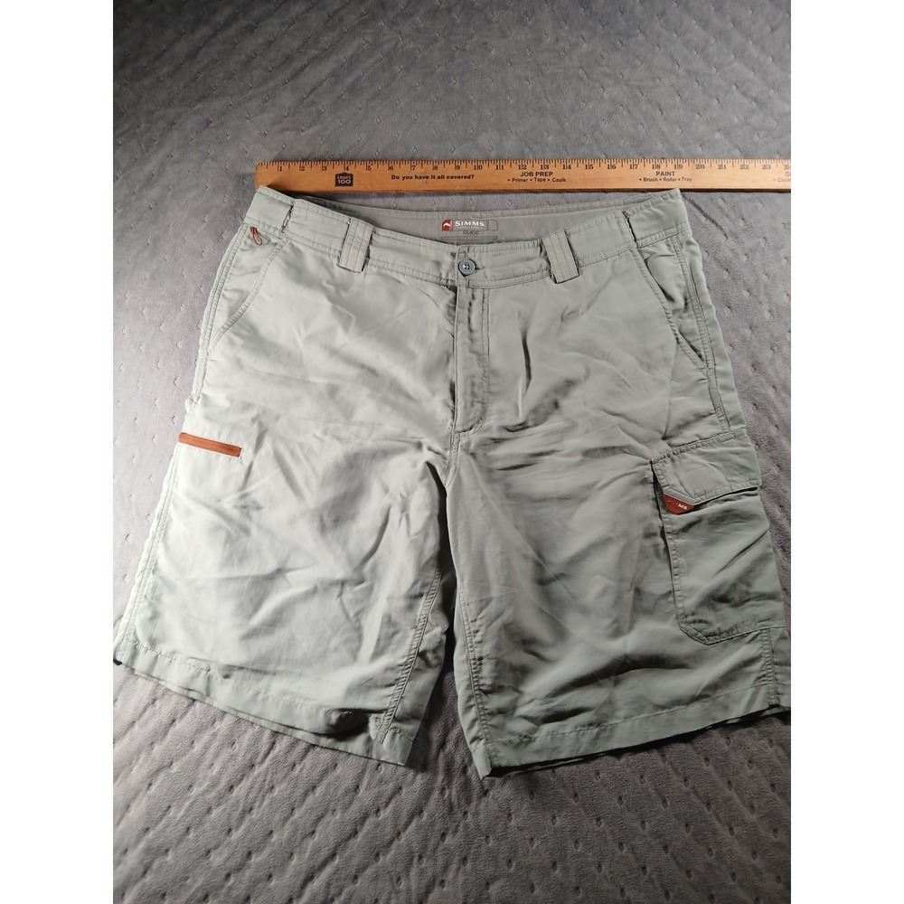 Simms Guide Series Fishing Shorts Mens XL Slate Nylon Cargo Pockets Hiking